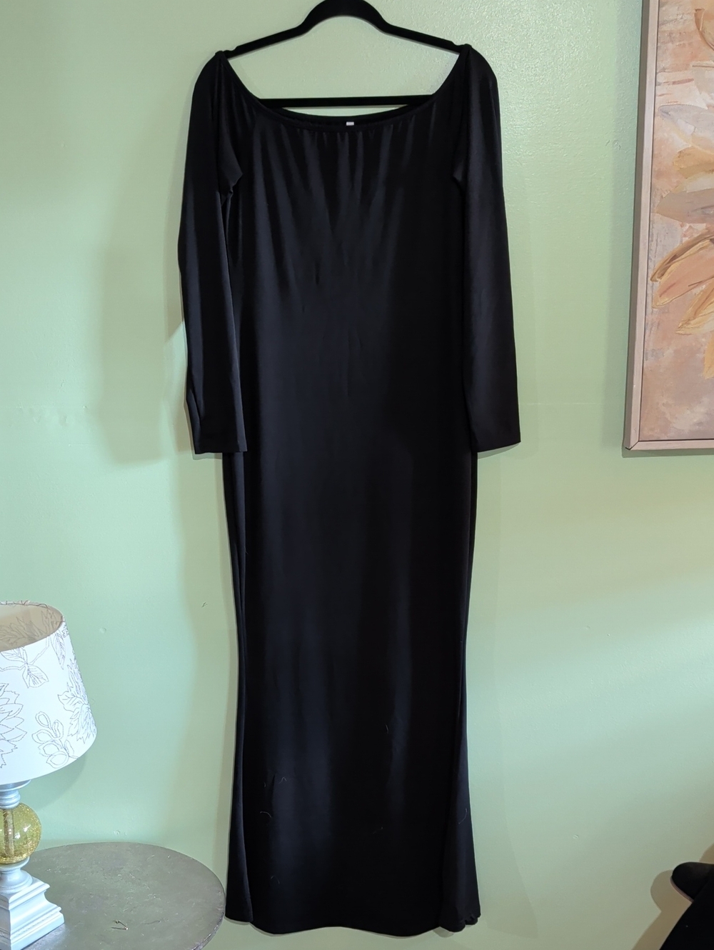 Black Long Sleeve Off Shoulder Maxi Dress with Mermaid Hem
